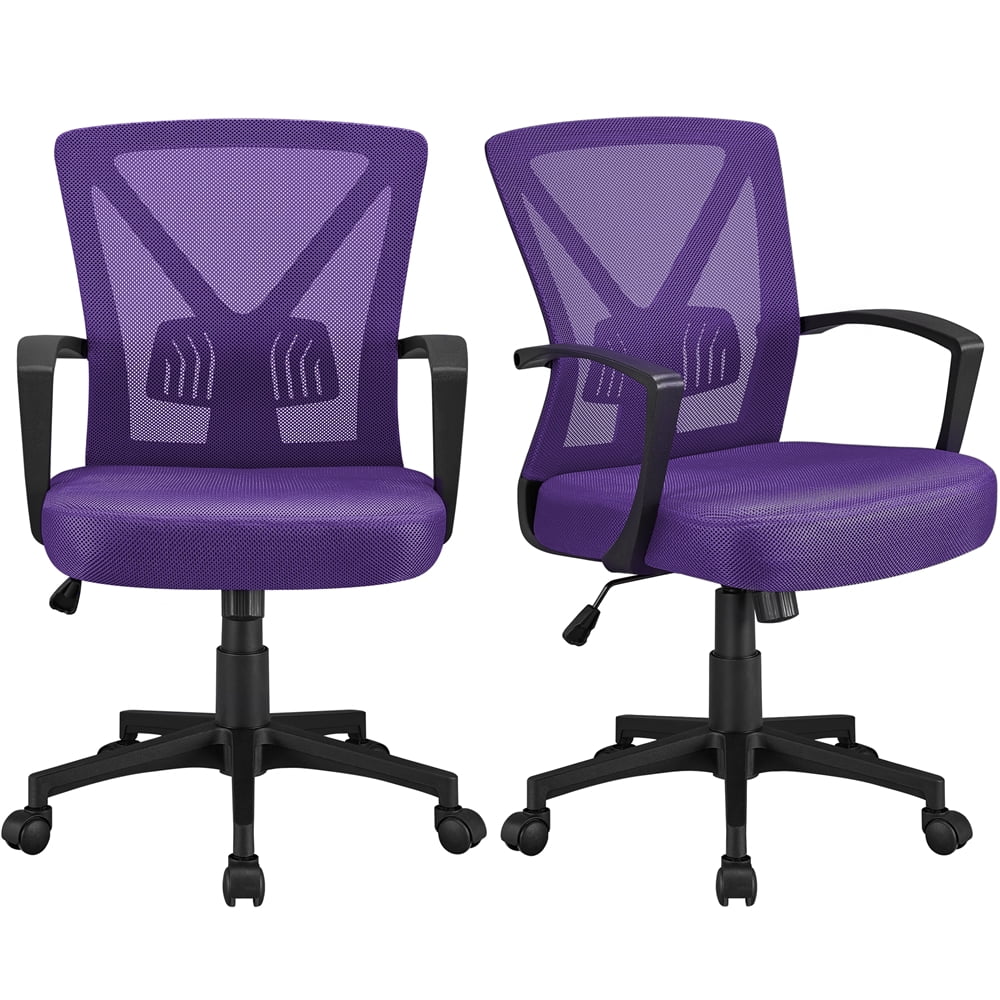 Purple Adjustable Mesh Mid Back Office Chair Set of 2 S511357