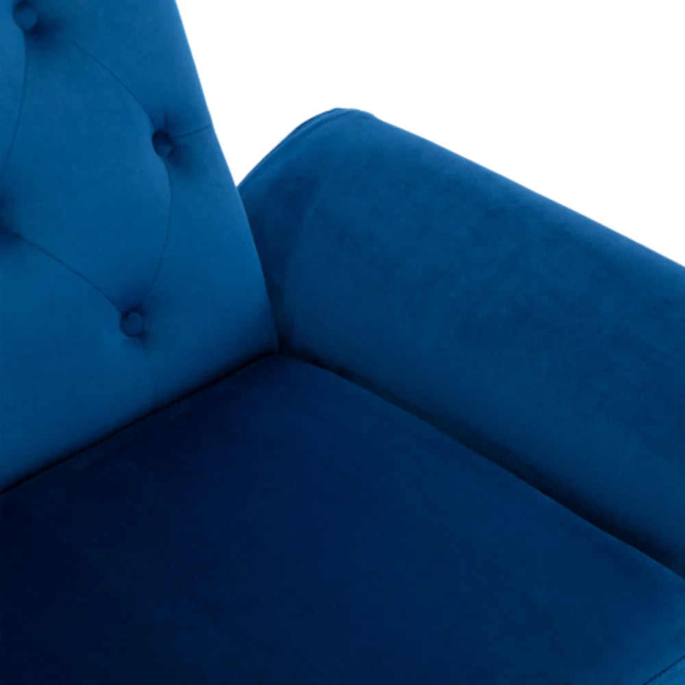 Navy Velvet Accent Chair with Ottoman I422