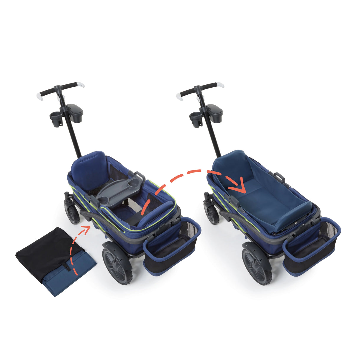 2-Seater Wagon Stroller with Rugged Wheels and Removable Canopy L933602