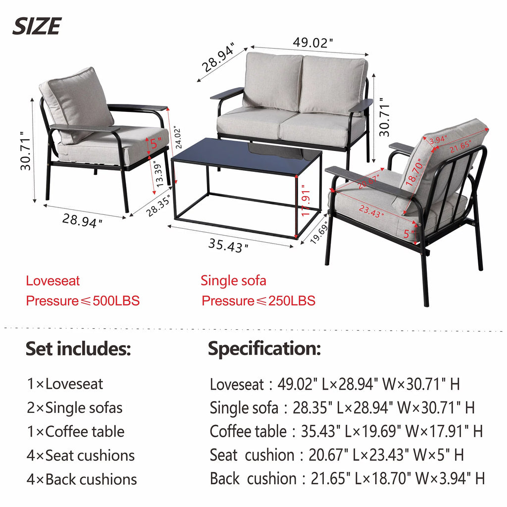 4 Pieces Wicker Outdoor Sectional Sofa with Coffee Table H306