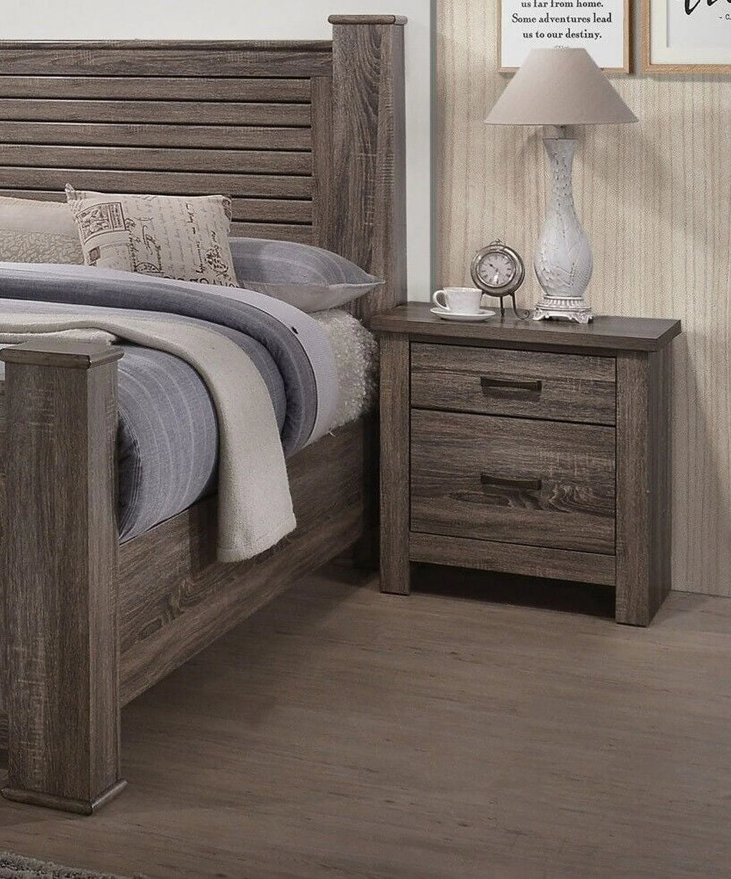 3pc Bedroom Furniture Set Natural Finish Eastern King Size Bed 2x Nightstands X144243