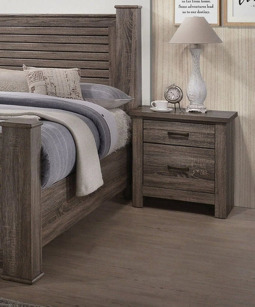3pc Bedroom Furniture Set Natural Finish Eastern King Size Bed 2x Nightstands X144243