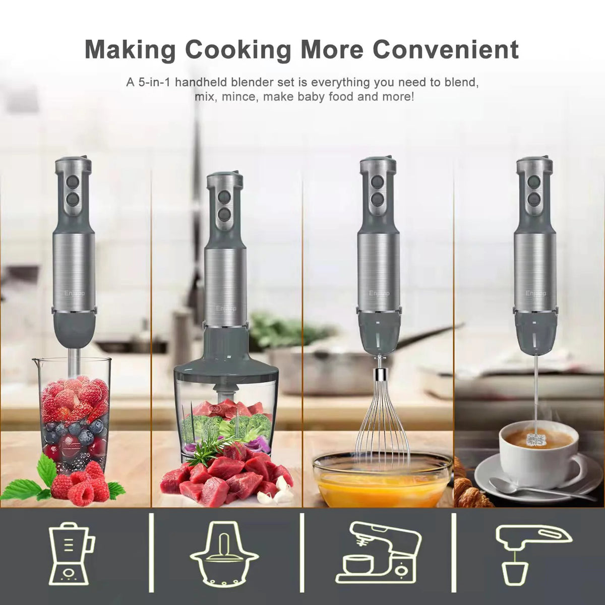 5-in-1 Handheld Stick Blender with Whisk H857453