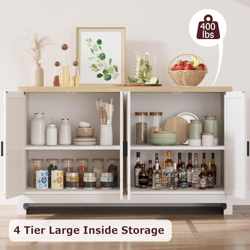 White Rattan 4 Door Storage Cabinet T379166