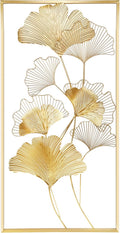 39" X 20" Golden Metal Ginkgo Leaf Wall Hanging Decor S136047