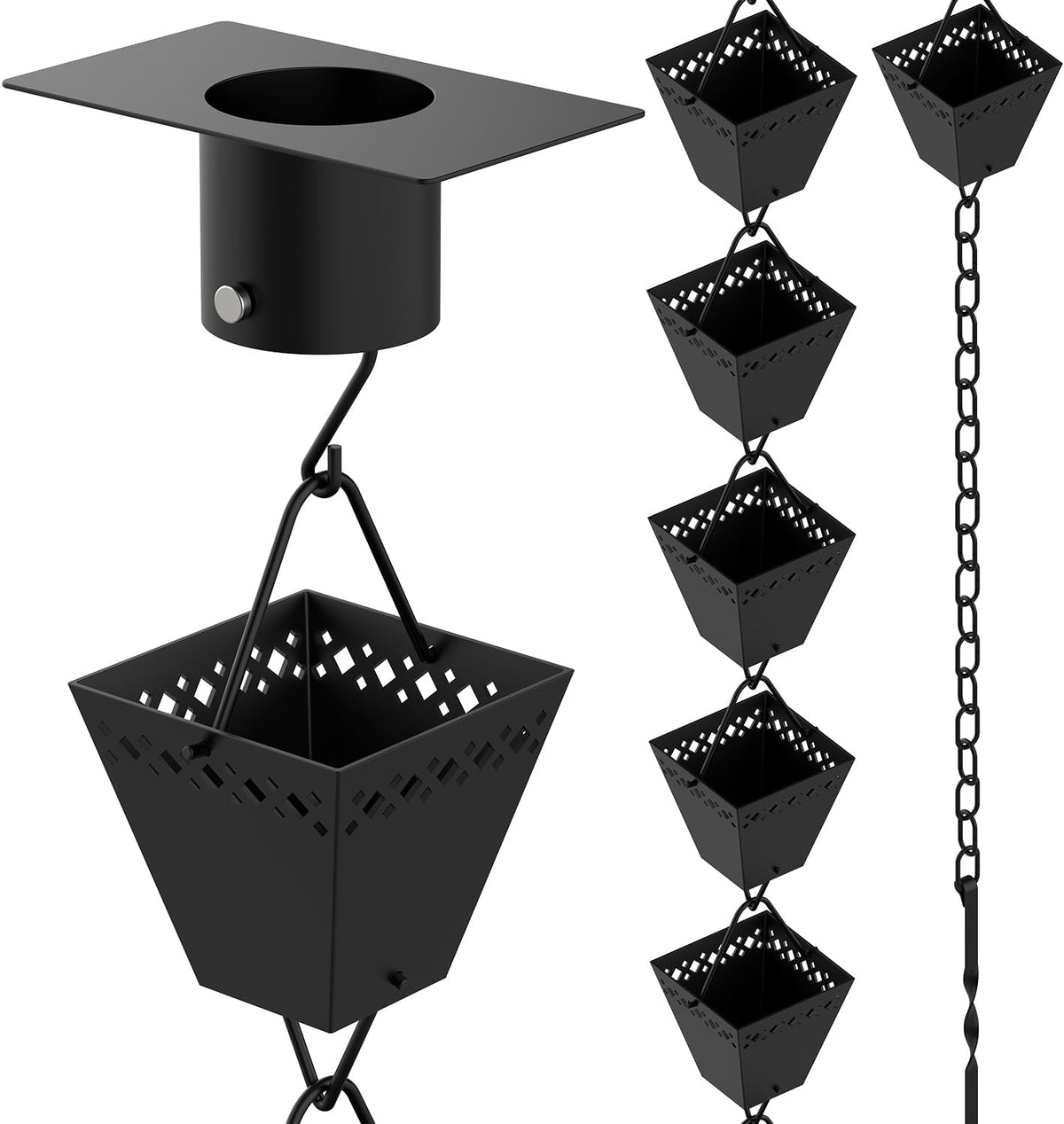 Black Powder Coated Rain Chain Kit 10 ft W7013