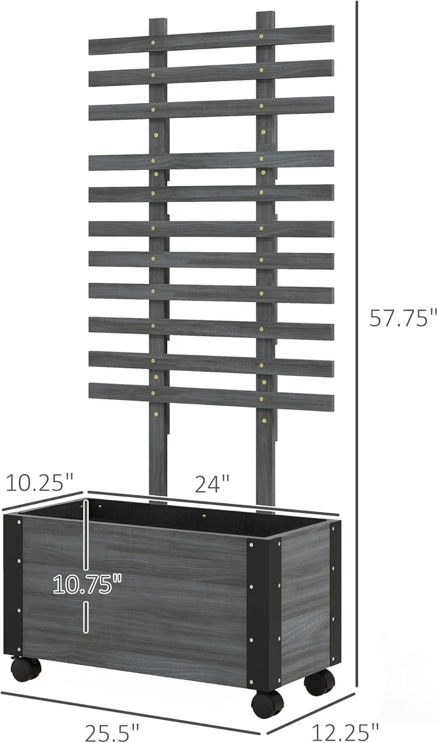 Gray Raised Garden Bed with Trellis Q7588