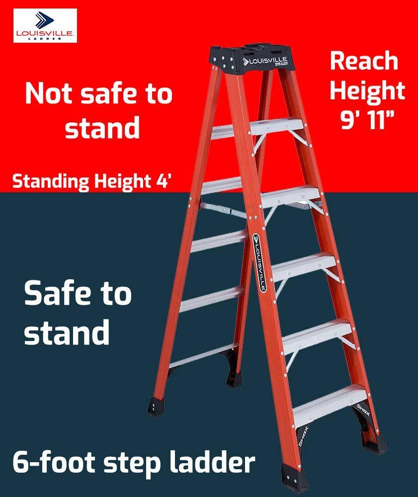 6foot Fiberglass Step Ladder, 375pound Capacity C806746