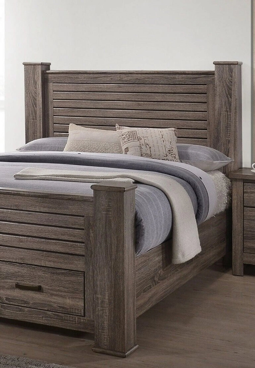 3pc Bedroom Furniture Set Natural Finish Eastern King Size Bed 2x Nightstands X144243
