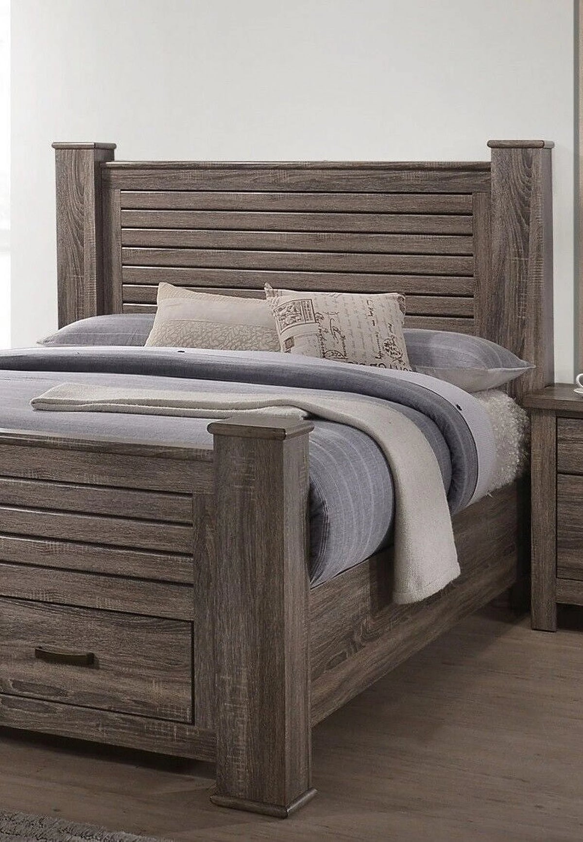 3pc Bedroom Furniture Set Natural Finish Eastern King Size Bed 2x Nightstands X144243