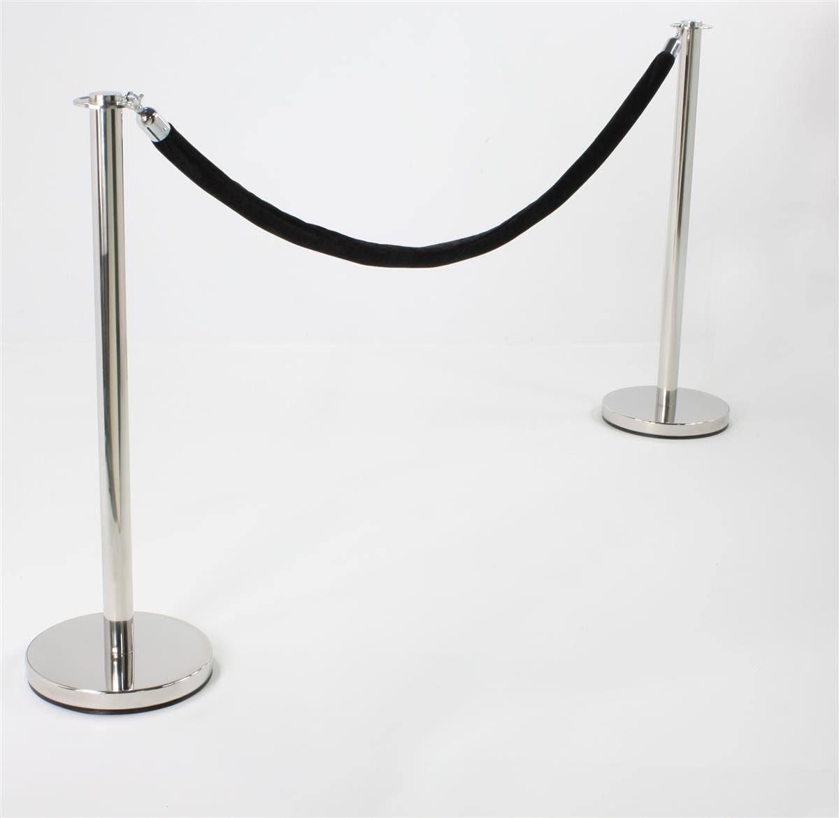 Chrome Stanchion Set with Black Rope N13207