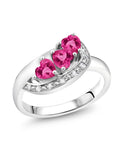925 Sterling Silver Pink Created Sapphire Engagement Ring D17484