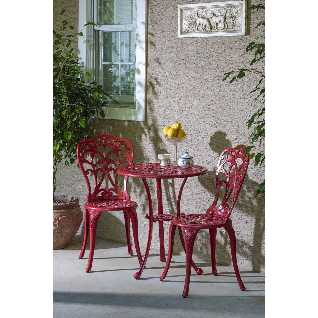 Lipstick Red Cast Aluminum Bistro Set C31132