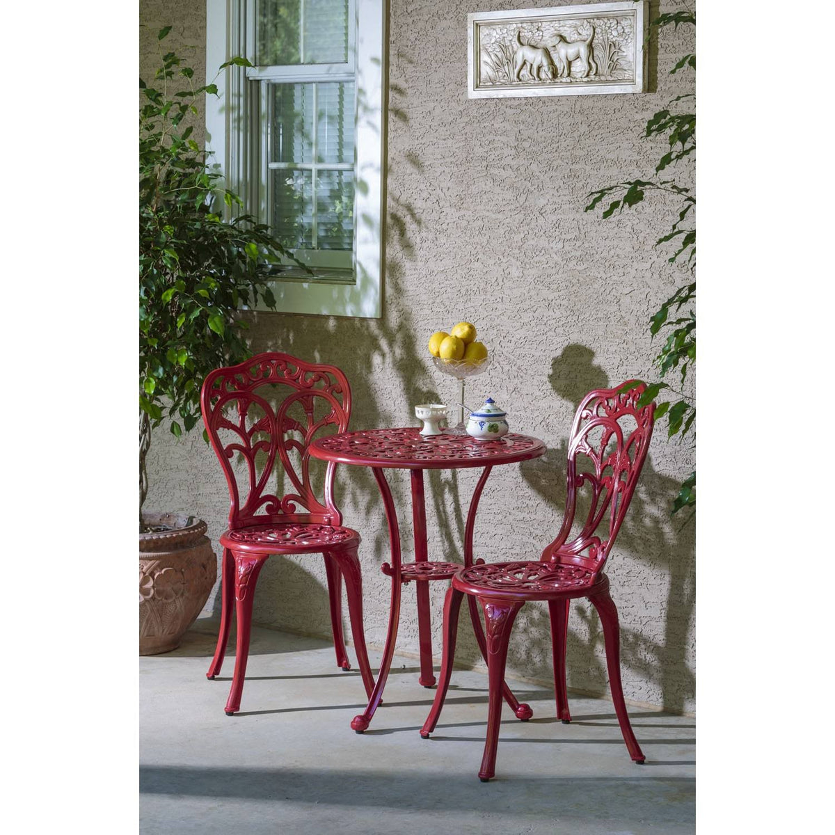 Lipstick Red Cast Aluminum Bistro Set C31132