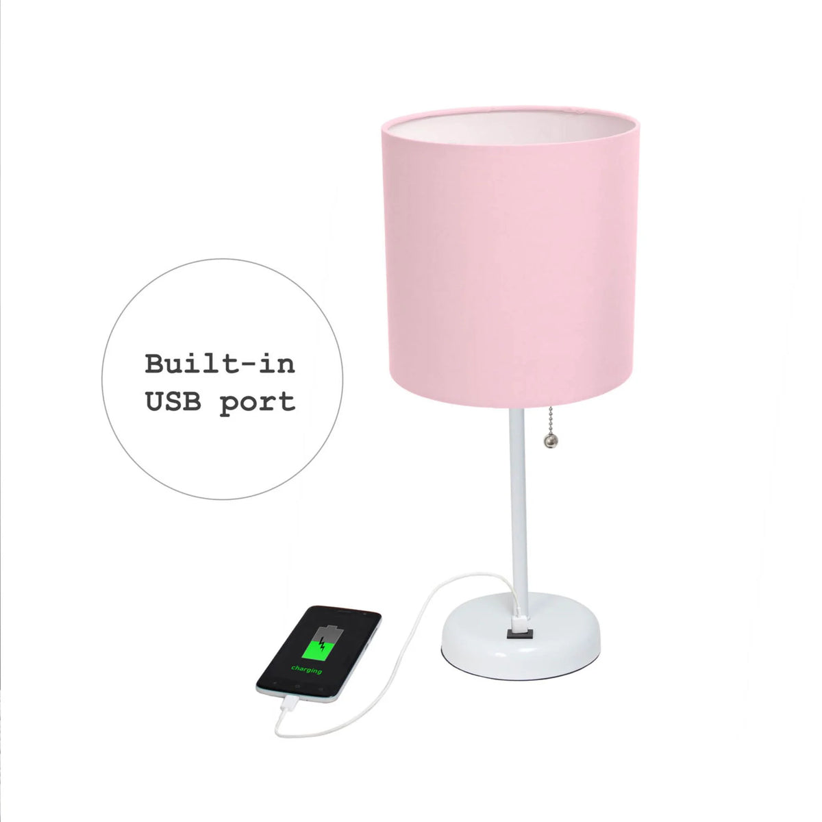 White Stick Lamp with Fabric Shade D54004