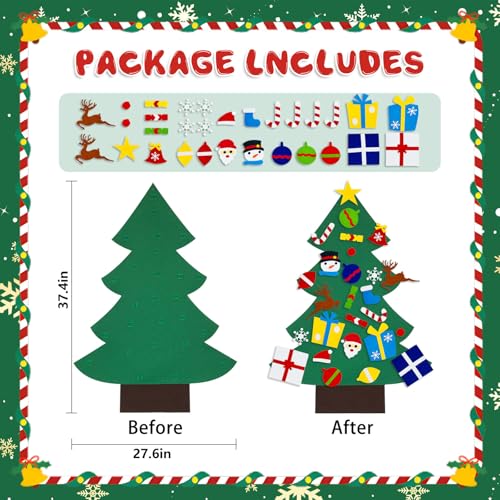 3.2 Feet Felt Christmas Tree with 32PCS Ornaments X233123