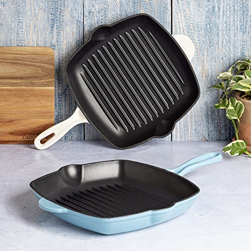 Enameled Cast Iron Square Griddle Grill Pan, 11-Inch, Cream E438713