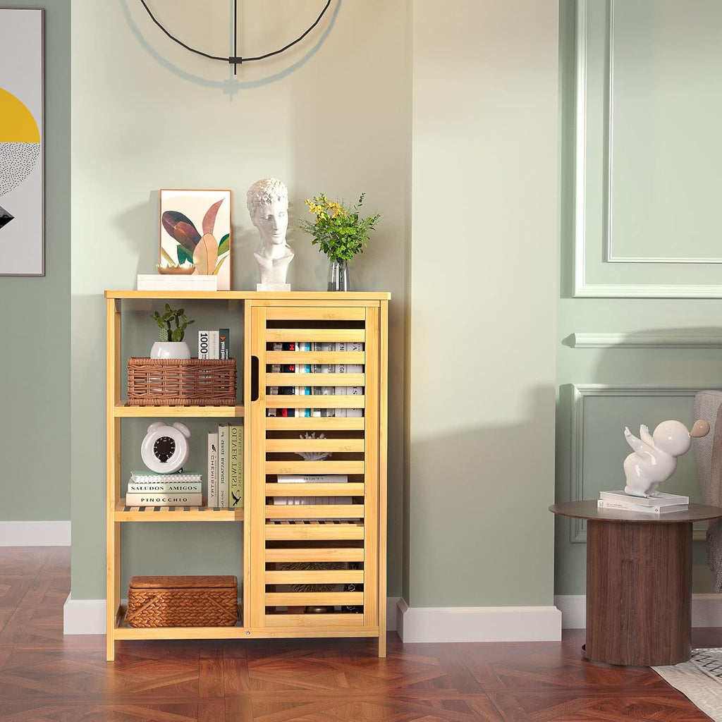 Bamboo Storage Cabinet with Shutter Door & Shelves H254