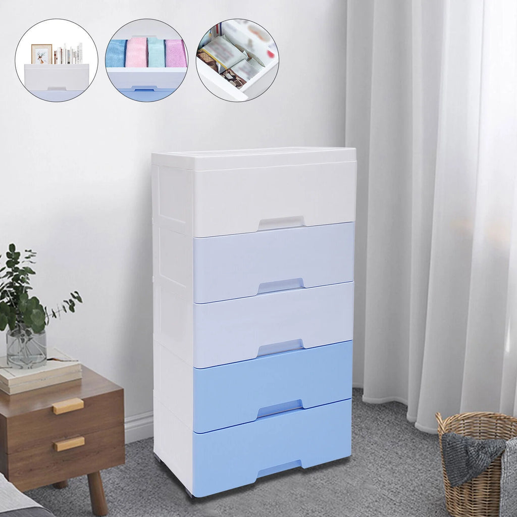 5 Drawer Stackable Plastic Dresser with Casters Q9042