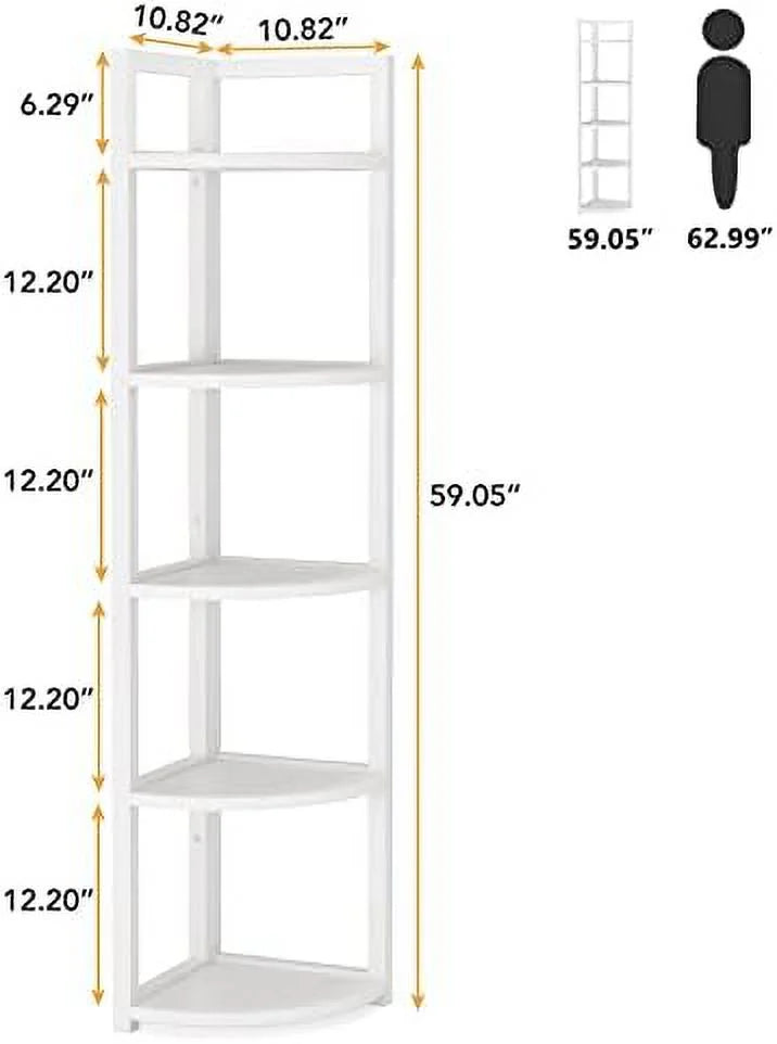 6 Tier 70.9 Inch Tall Corner Bookshelf L201168