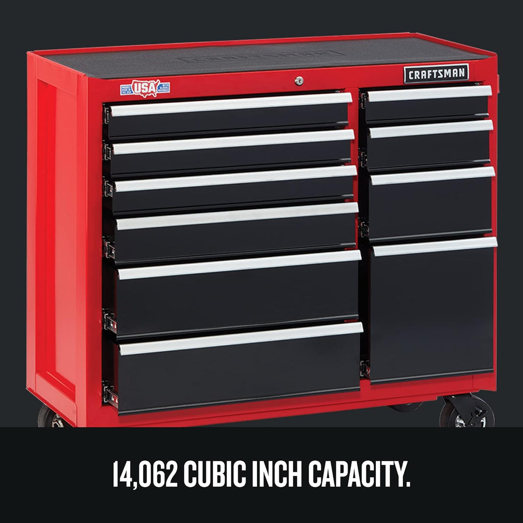 Red 41-Inch Rolling 10 Drawer Tool Cabinet L761