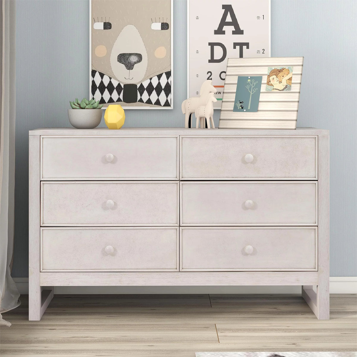 Rustic Wooden 6 Drawer Dresser G993