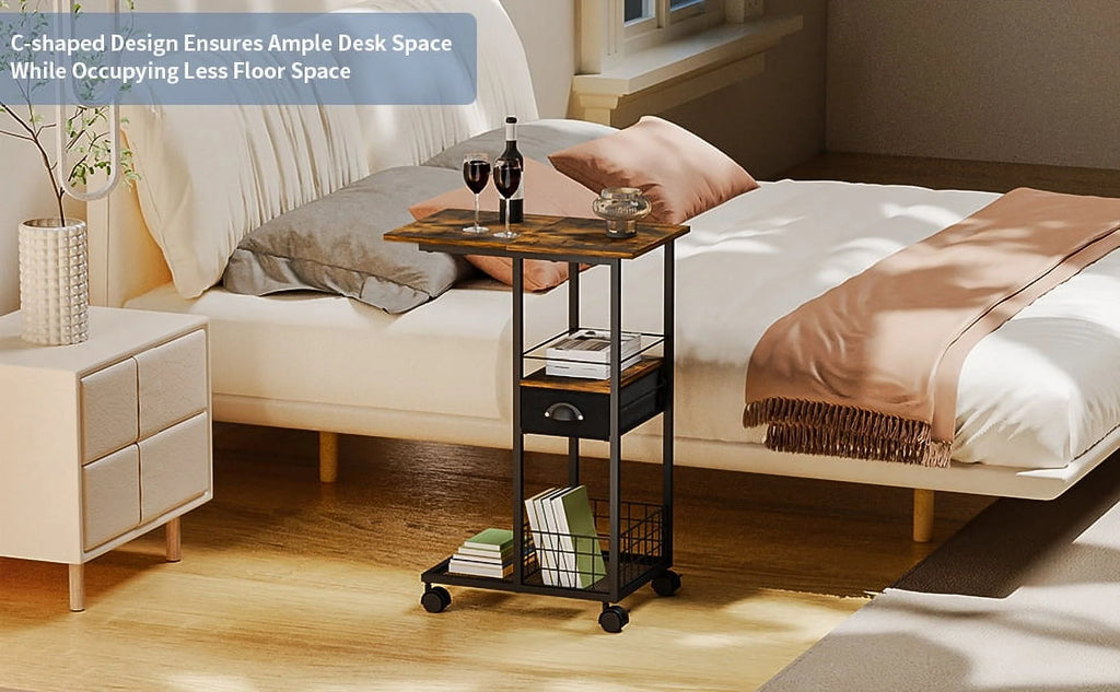 C-Shape Metal End Table with Drawer G914643