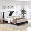 Queen White Black Upholstered Platform Bed with Headboard R7752