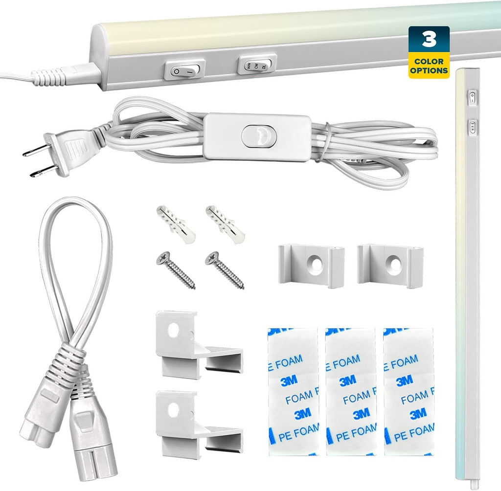 34 Inch LED Under Cabinet Light Kit, Plug in, Linkable, 3 Color Option, 12W, 1200 Lumens W658