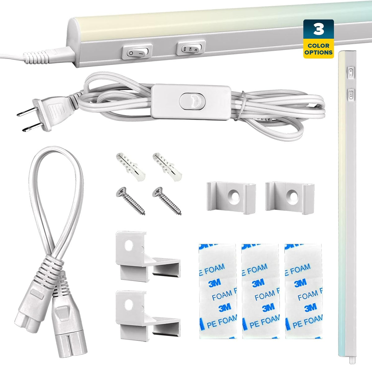 34 Inch LED Under Cabinet Light Kit, Plug in, Linkable, 3 Color Option, 12W, 1200 Lumens W658