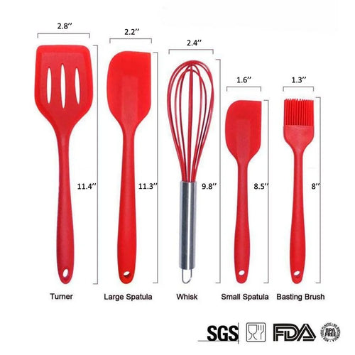 10 Pc Silicone Kitchen Cooking Utensils Set (Red) G77409