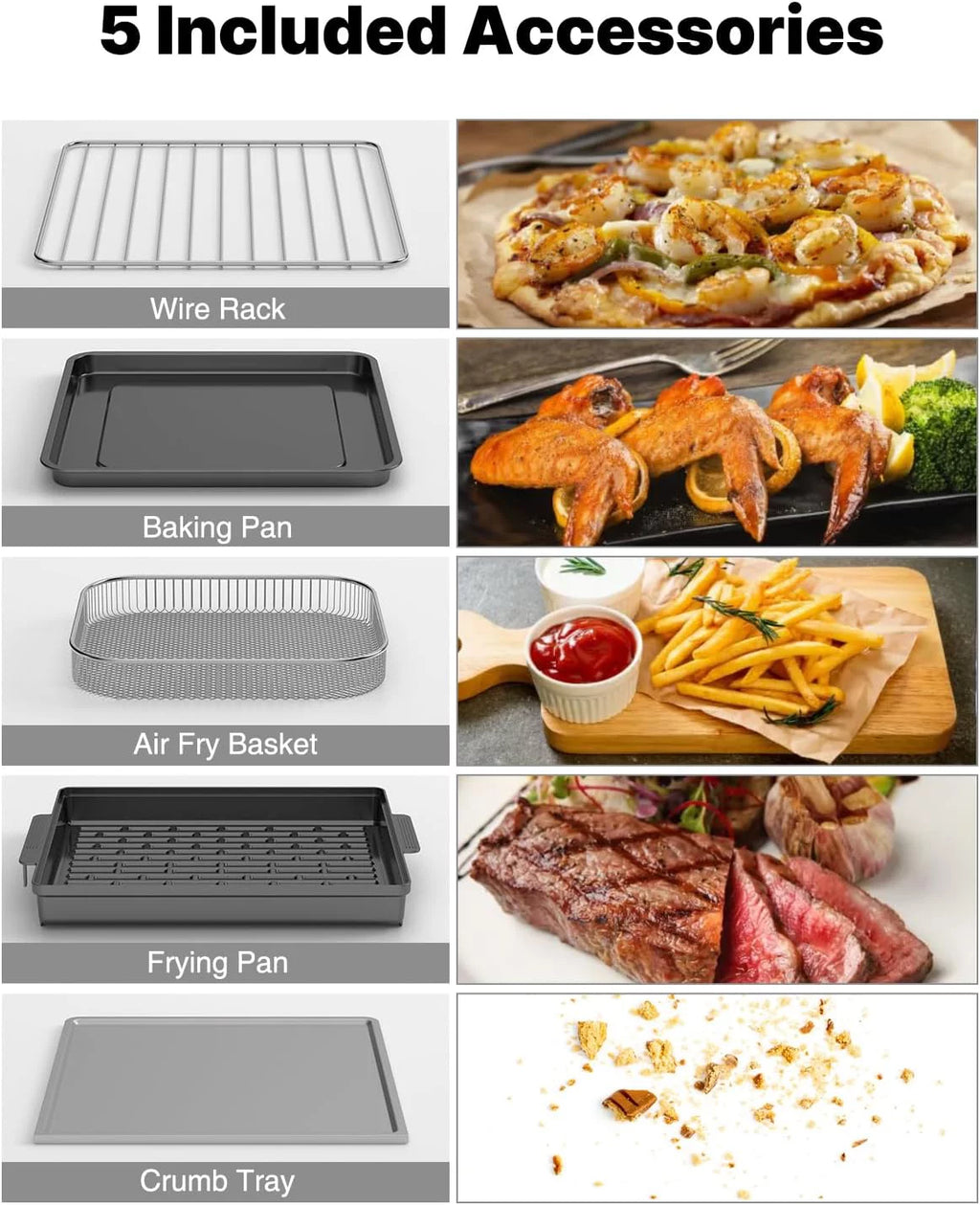 18QT Convection Air Fry Oven and Indoor Grill Combo with 6 Nonstick Accessories B42052
