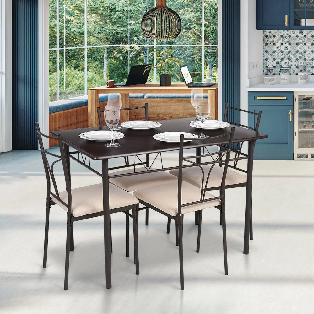 5-Piece Wood & Metal Dining Set U2120