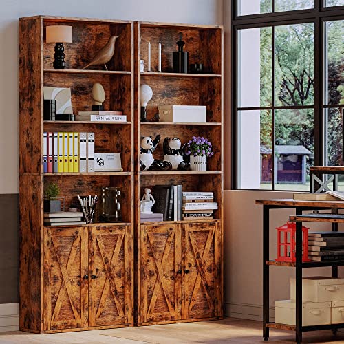 Industrial 6 Shelf Bookcase with Doors Y703