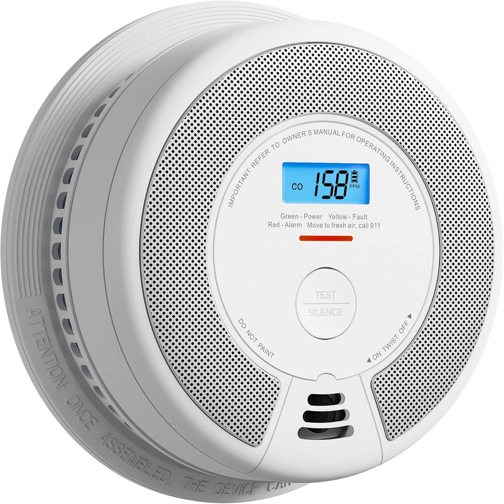 10-Year Battery Smoke and Carbon Monoxide Detector Alarm with LCD Display, Dual Sensor, 5-Pack U638023