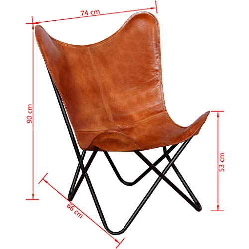 Brown Real Leather Butterfly Chair H64703