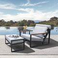 3PCS Gray Outdoor Aluminum Recliner Lounge Chair Set with Ottoman & Side Table V211