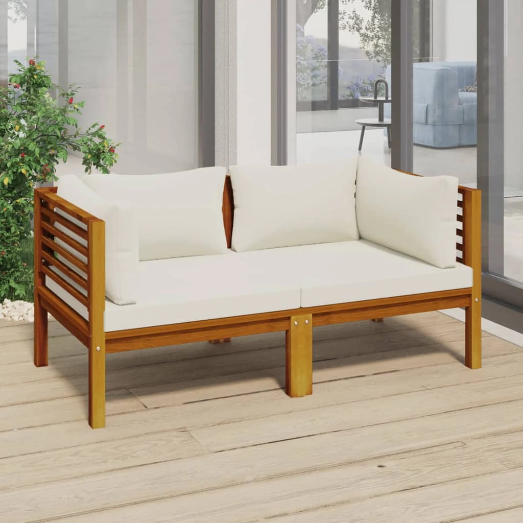 2-Seater Acacia Wood Patio Sofa with Cushion H6778