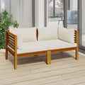 2-Seater Acacia Wood Patio Sofa with Cushion H6778