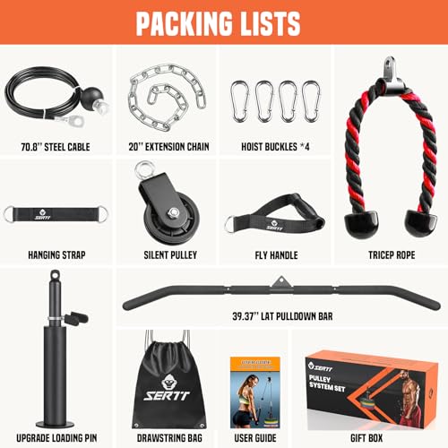 Cable Pulley System Gym with LAT Pull Down Bar and Loading Pin O450