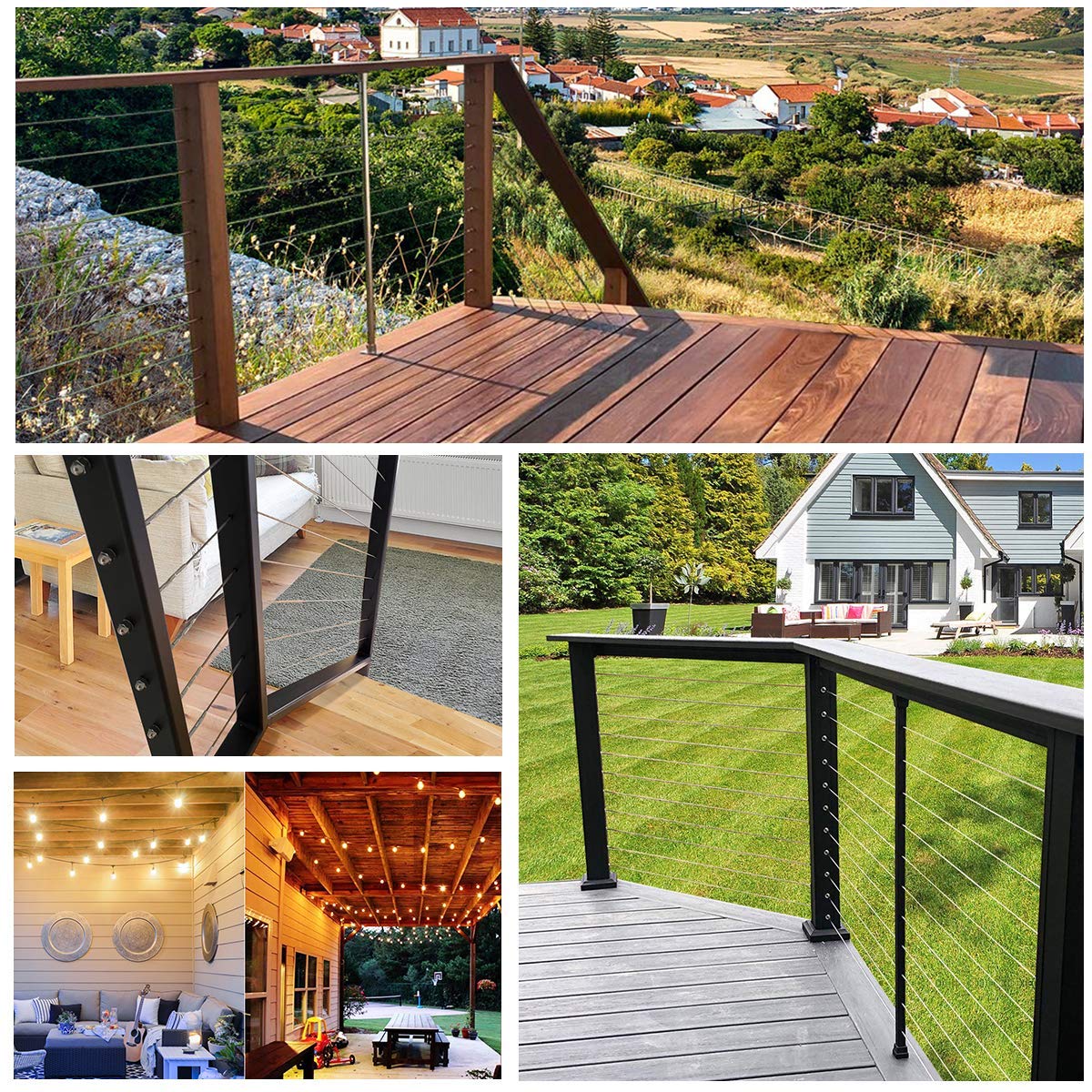 165 Feet Vinyl Coated Galvanized Steel Aircraft Cable for Railing Decking Stair Balustrade DIY Q30617