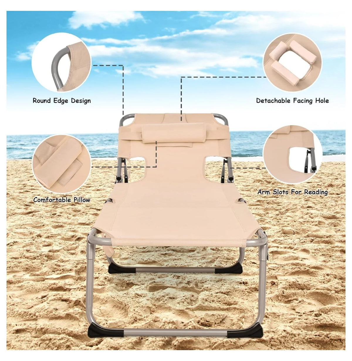 Folding Tanning Chair with Face Arm Hole Z9686
