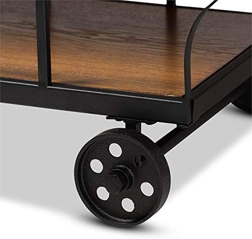 Brown Finished Wood and Black Finished Metal Console Cart C8157