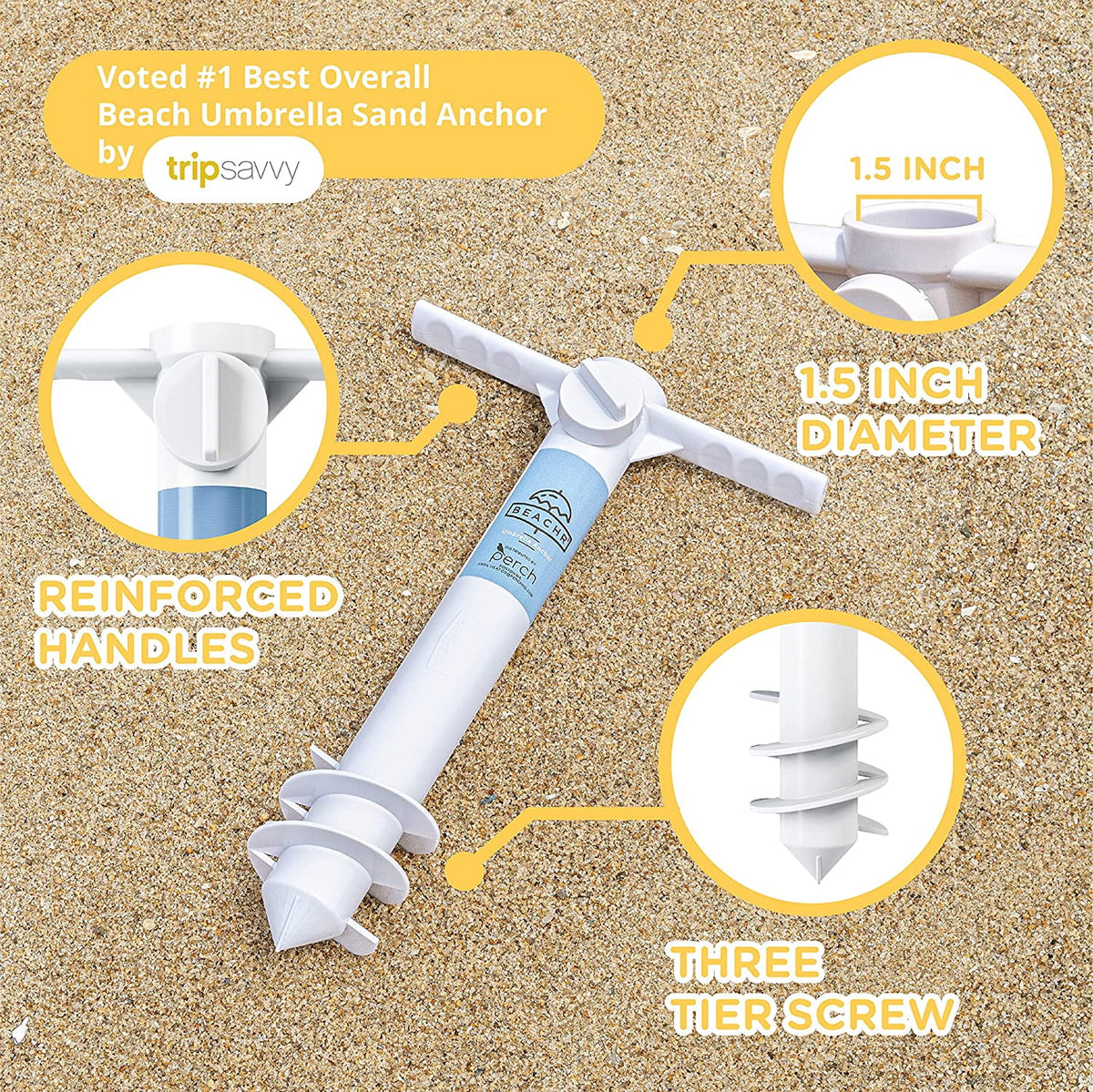 White Screw 15 in Beach Umbrella Sand Anchor Z85516