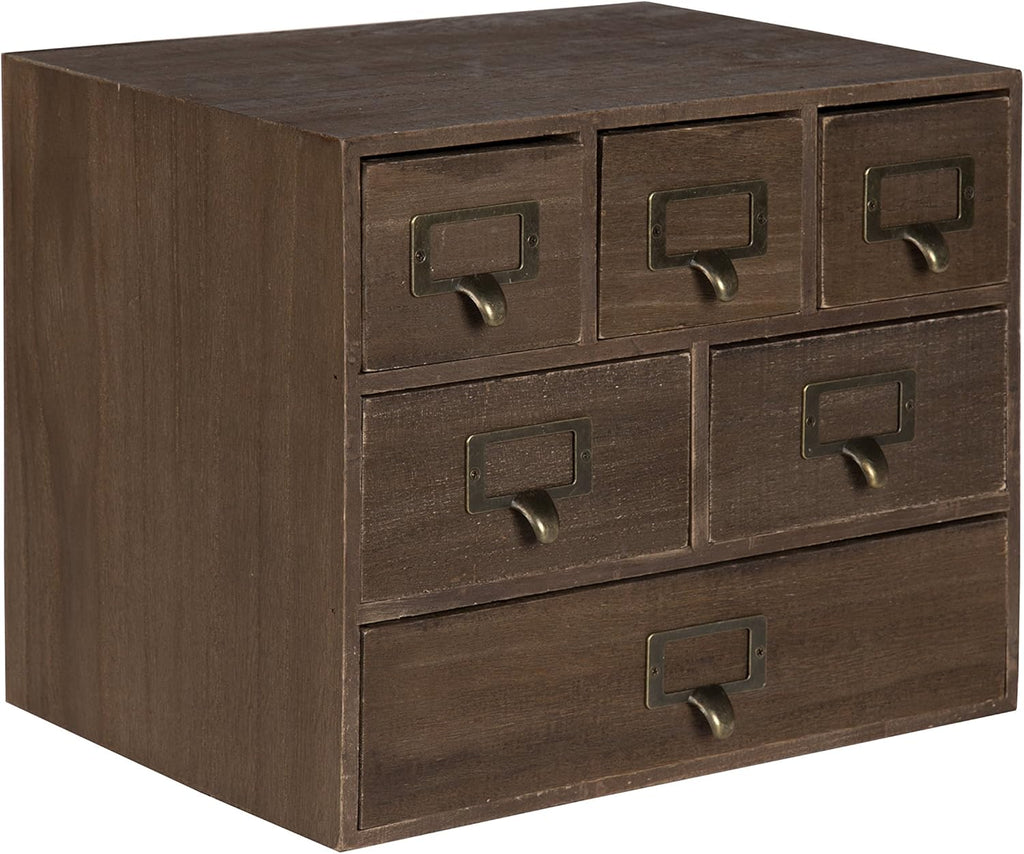 Rustic White 6 Drawers Wood Desk Drawer Set with Letter Holder M741