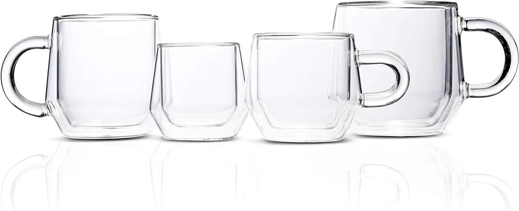 Clear 4Oz Double Walled Glass Espresso Cups with Handles D24058