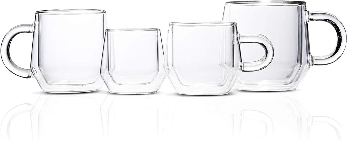 Clear 4Oz Double Walled Glass Espresso Cups with Handles D24058