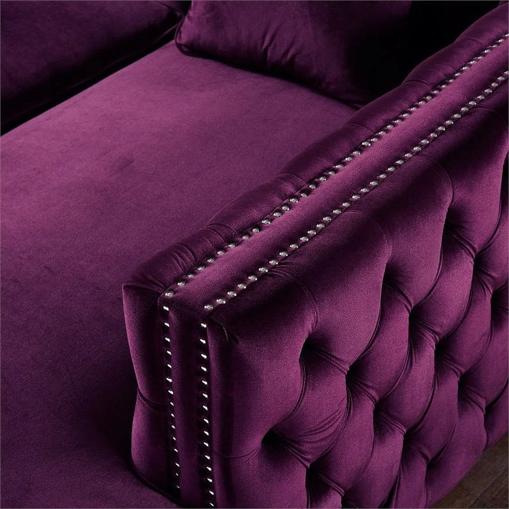 Purple Velvet Sectional Sofa with Right Facing Chaise S26475