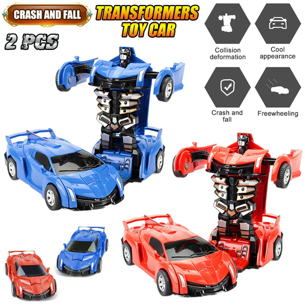 2 Pack Transforming Robot Car Toy W2793