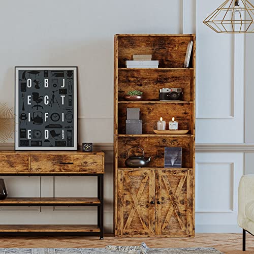 Industrial 6 Shelf Bookcase with Doors Y703